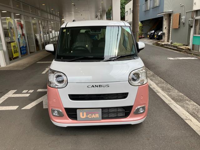 ムーヴキャンバスストライプスＧ１４インチフルホイールキャップ　ＬＥＤヘッドランプ　ＬＥＤフォグランプ　ホっとカップホルダー　両側パワースライドドア　キーフリーシステム（静岡県）の中古車