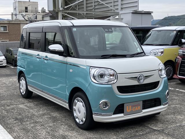ムーヴキャンバスＧメイクアップリミテッド　ＳＡIII１４インチフルホイールキャップ　ＬＥＤヘッドランプ　キーフリーシステム　両側パワースライドドア　オートエアコン（プッシュ式）　オートライト　置きラクボックス（静岡県）の中古車