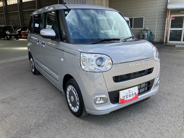 ムーヴキャンバスセオリーGターボ軽自動車 衝突安全ボディ 衝突被害軽減ブレーキ プッシュスタートボタン 両側電動スライドドア プッシュスタートボタン 9インチディスプレイオーディオ パノラマ対応カメラ 電動パーキング(和歌山県)の中古車