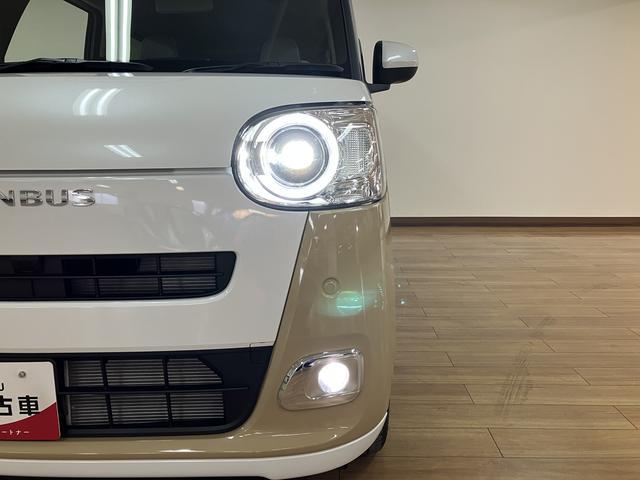 ムーヴキャンバスストライプスGターボ/届出済未使用車/電動スライド/クルコン届出済み未使用車/ダイハツ認定中古車/衝突軽減ブレーキ/ターボエンジン/電動スライドドア/クルーズコントロール/スマートキー/オートエアコン/LEDヘッドライト・フォグ/電動Pブレーキ/(大阪府)の中古車