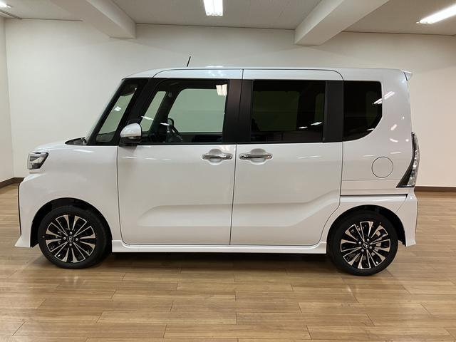 タントカスタムＲＳ　サポカーＳワイド適合届出済未使用車・ターボエンジン・バックカメラ・衝突回避支援ブレーキ・前後コーナーセンサー・誤発信抑制機能ブレーキ・電動パーキングブレーキ・シートヒーター・両側電動スライドドア・１５インチアルミホイール（大阪府）の中古車