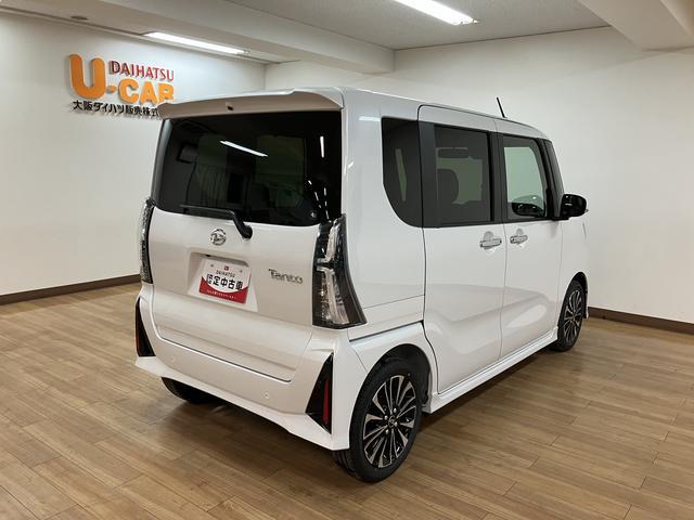 タントカスタムＲＳ　Ｒ７年／新車保証継承／ターボ／衝突軽減ブレーキターボ　スマートアシスト　バックカメラ　両側リヤパワースライドドア　プッシュボタンエンジンスタート　シートヒーター　ＬＥＤヘッドライト　アルミホイール　オートエアコン　オートライト　ＡＢＳ（大阪府）の中古車