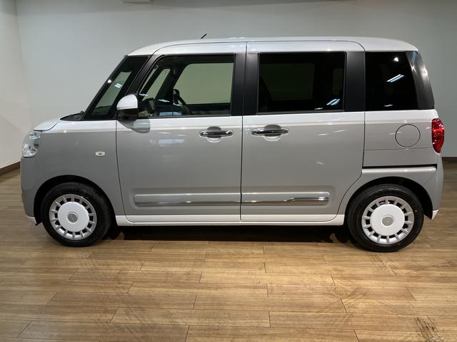 ムーヴキャンバスストライプスＧターボ　Ｒ７年式／法規対応済／ナビ／ドラレコサポカーＳワイド適合　バックカメラ対応　ＵＳＢ接続端子　電動パーキングブレーキ　シートヒーター　両側オートスライドドア　Ｐスタート　全車速追従機能付ＡＣＣ　ホッとカップホルダー　キーフリー（大阪府）の中古車