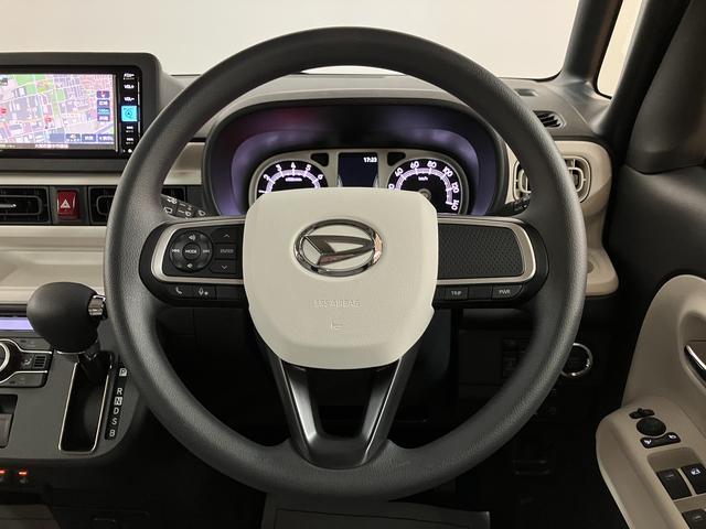 ムーヴキャンバスストライプスＧ　Ｒ７年式届出済未使用車／ナビ／ＦＲドラレコサポカーＳワイド適合　バックカメラ対応　ＵＳＢ接続端子　電動パーキングブレーキ　シートヒーター　両側オートスライドドア　Ｐスタート　ホッとカップホルダー　キーフリー（大阪府）の中古車