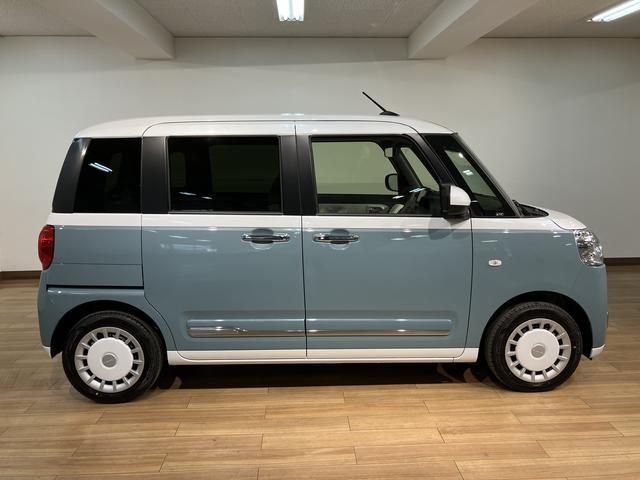 ムーヴキャンバスストライプスＧ　Ｒ７年式届出済未使用車／ナビ／ＦＲドラレコサポカーＳワイド適合　バックカメラ対応　ＵＳＢ接続端子　電動パーキングブレーキ　シートヒーター　両側オートスライドドア　Ｐスタート　ホッとカップホルダー　キーフリー（大阪府）の中古車