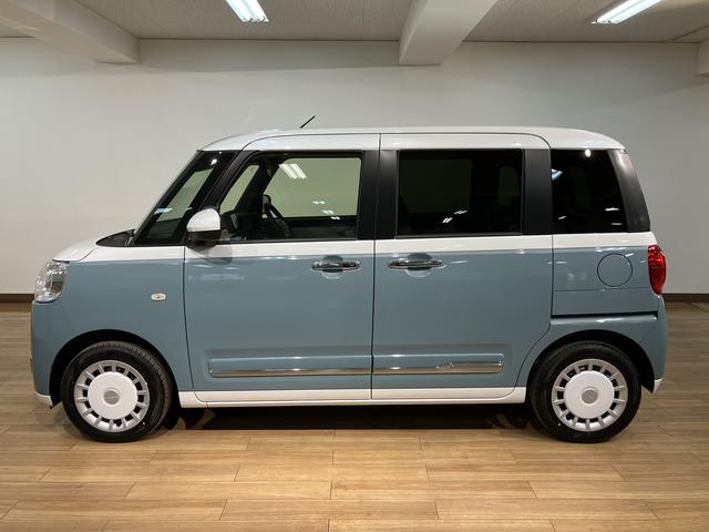 ムーヴキャンバスストライプスＧ　Ｒ７年式届出済未使用車／ナビ／ＦＲドラレコサポカーＳワイド適合　バックカメラ対応　ＵＳＢ接続端子　電動パーキングブレーキ　シートヒーター　両側オートスライドドア　Ｐスタート　ホッとカップホルダー　キーフリー（大阪府）の中古車