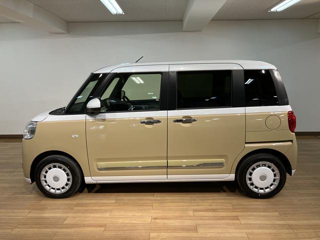 ムーヴキャンバスストライプスＧターボ　Ｒ７年式／法規対応済／ナビ／ドラレコサポカーＳワイド適合　バックカメラ対応　ＵＳＢ接続端子　電動パーキングブレーキ　シートヒーター　両側オートスライドドア　Ｐスタート　ホッとカップホルダー　キーフリー（大阪府）の中古車