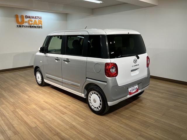 ムーヴキャンバスストライプスＧターボ　Ｒ７年式／ナビ／ＦＲドラレコ／ＢカメラサポカーＳワイド適合　バックカメラ対応　ＵＳＢ接続端子　電動パーキングブレーキ　シートヒーター　両側オートスライドドア　Ｐスタート　ホッとカップホルダー　キーフリー（大阪府）の中古車