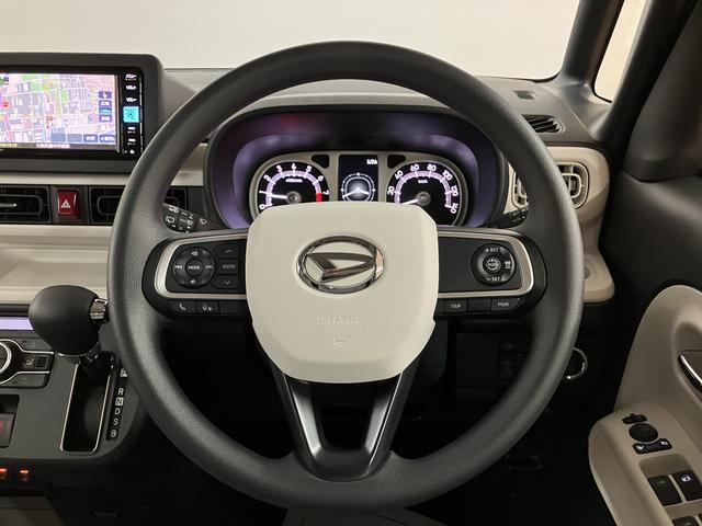 ムーヴキャンバスストライプスＧターボ　Ｒ７年式／ナビ／ＦＲドラレコサポカーＳワイド適合　バックカメラ対応　ＵＳＢ接続端子　電動パーキングブレーキ　シートヒーター　両側オートスライドドア　Ｐスタート　ホッとカップホルダー　キーフリー（大阪府）の中古車