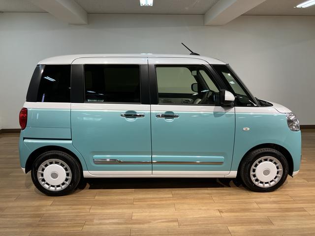 ムーヴキャンバスストライプスＧターボ　　Ｒ７年式／２５年ナビ／ＦＲドラレコ走行無制限１年保証　両側電動スライドドア　アダプティブクルーズコントロール　前後コーナーセンサー　前席シートヒーター　ホッとカップホルダー　オートマチックハイビーム　ＬＥＤヘッドライト　スマートキー（大阪府）の中古車