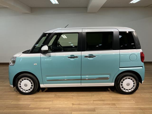 ムーヴキャンバスストライプスＧターボ　　Ｒ７年式／２５年ナビ／ＦＲドラレコ走行無制限１年保証　両側電動スライドドア　アダプティブクルーズコントロール　前後コーナーセンサー　前席シートヒーター　ホッとカップホルダー　オートマチックハイビーム　ＬＥＤヘッドライト　スマートキー（大阪府）の中古車