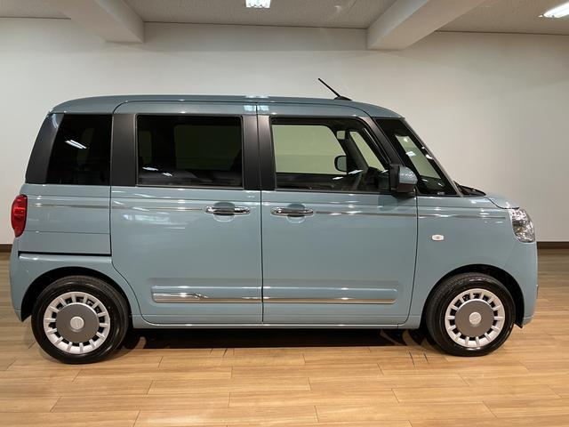 ムーヴキャンバスセオリーＧ／届出済未使用車／バックカメラ対応車／両側パワスラ届出済未使用車／走行１６ｋｍ／バックカメラ対応車／ステアリングスイッチ／前席シートヒーター／電動パーキングブレーキ／両側パワースライドドア／ＬＥＤヘッドライト・フォグランプ／オートエアコン／キーフリー（大阪府）の中古車