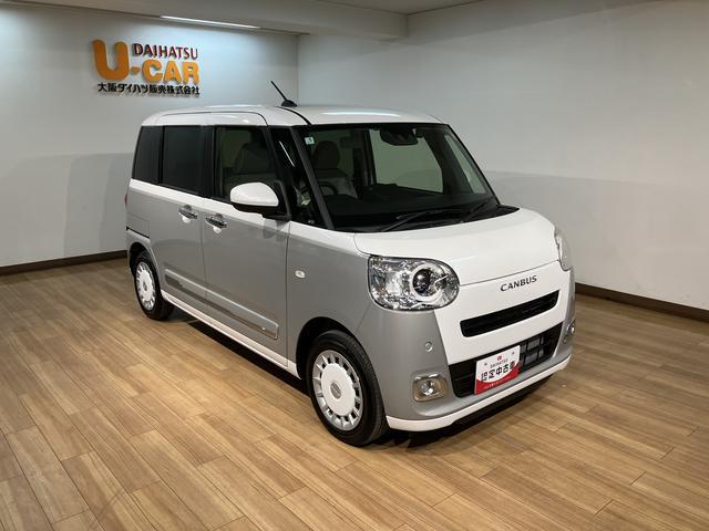 ムーヴキャンバスストライプスＧ／ナビ／Ｂカメラ／前後ドラレコ／両側電スラ／走行１６キロ／ナビ／ＢＬＵＥＴＯＯＴＨ／ＵＳＢ／バックカメラ／前後ドラレコ／前席シートヒーター／両側電動スライドドア／スマートキー／電動パーキングブレーキ／ＬＥＤヘッドライト／ステアリングスイッチ／（大阪府）の中古車