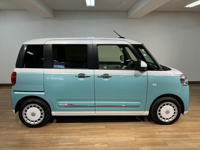 ムーヴキャンバスストライプスＧ／２５年モデルナビ／前後ドラレコ／バックカメラ走行２３ｋｍ／２５年モデルナビ／バックカメラ／ステアリングスイッチ／前後ドラレコ／前席シートヒーター／電動パーキングブレーキ／両側パワースライドドア／ＬＥＤヘッドライト・フォグランプ／キーフリー（大阪府）の中古車