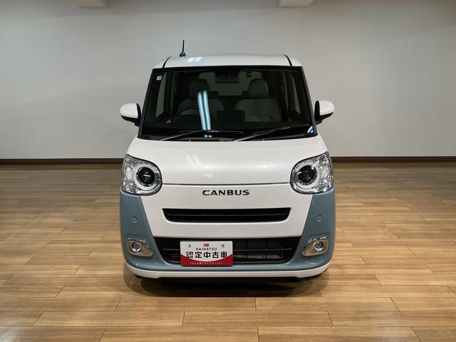 ムーヴキャンバスストライプスＧターボ　届出済未使用車　サポカーＳワイド適合届出済未使用車・ターボエンジン・純正メモリーナビ・バックカメラ・ナビ連動前後ドライブレコーダー・全車速追従クルーズコントロール・両側電動スライドドア・シートヒーター・ホッとカップホルダー・ＬＥＤライト（大阪府）の中古車