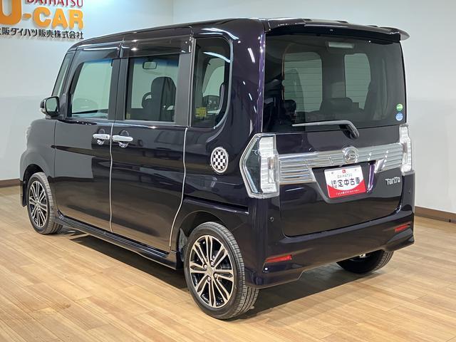 タントカスタムＲＳ　トップエディションＳＡIII　サポカーＳワイドターボエンジン　衝突回避軽減ブレーキ　誤発進抑制機能　ＬＥＤヘッドライト／フォグ　オーディオレス　バックカメラ対応　オートエアコン　キーフリー　両側電動スライドドア　シートヒーター　１５インチアルミ（大阪府）の中古車