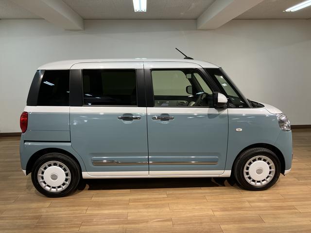 ムーヴキャンバスストライプスＧターボ　２５年ナビ／ＦＲドラレコ／バックカメラサポカーＳワイド適合　バックカメラ対応　ＵＳＢ接続端子　電動パーキングブレーキ　シートヒーター　両側オートスライドドア　Ｐスタート　ホッとカップホルダー　キーフリー（大阪府）の中古車