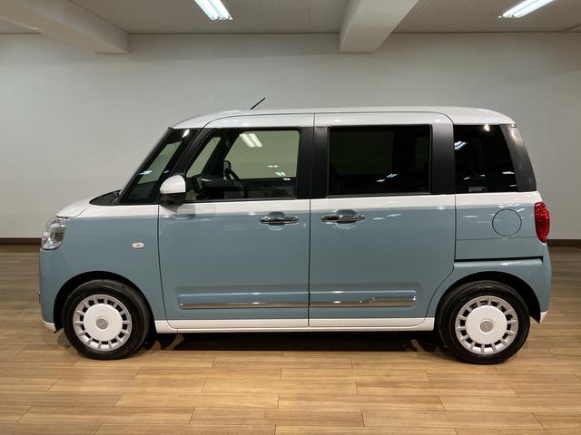 ムーヴキャンバスストライプスＧターボ　２５年ナビ／ＦＲドラレコ／バックカメラサポカーＳワイド適合　バックカメラ対応　ＵＳＢ接続端子　電動パーキングブレーキ　シートヒーター　両側オートスライドドア　Ｐスタート　ホッとカップホルダー　キーフリー（大阪府）の中古車