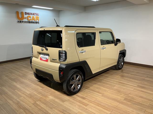 タフトＧターボ　Ｒ７年式／バックカメラ対応／ＡＣＣ／ガラスルーフスカイフィールトップ　アダプティブクルーズコントロール　ＬＥＤヘッド／フォグ　運／助シートヒーター　プッシュボタンスタート　キーフリー　電動パーキングブレーキ　バックカメラ　１５インチアルミホイール（大阪府）の中古車