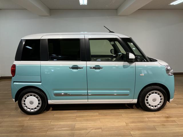 ムーヴキャンバスストライプスG 弊社元試乗車/25年ナビ/バックカメラサポカーSワイド適合 USB接続端子 電動パーキングブレーキ シートヒーター 両側オートスライドドア Pスタート 全車速追従機能付ACC ホッとカップホルダー キーフリー(大阪府)の中古車