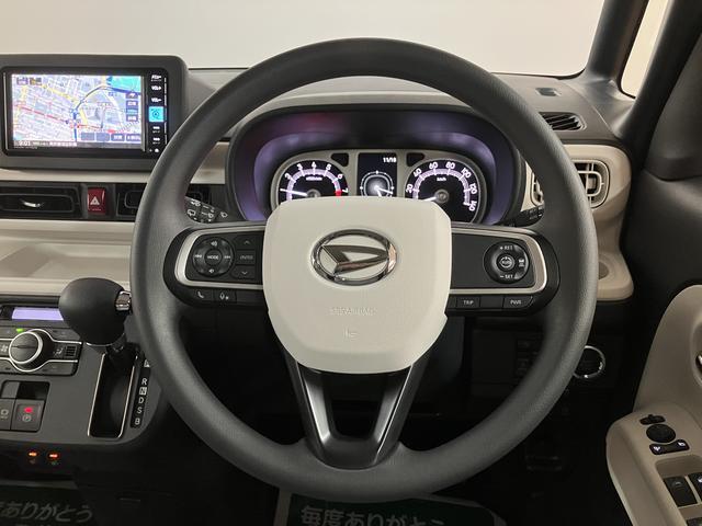 ムーヴキャンバスストライプスＧターボ　弊社元試乗車／２５年ナビ／バックカメラサポカーＳワイド適合　２５年モデルナビ　ＵＳＢ接続端子　電動パーキングブレーキ　シートヒーター　両側オートスライドドア　Ｐスタート　全車速追従機能付ＡＣＣ　ホッとカップホルダー　キーフリー（大阪府）の中古車