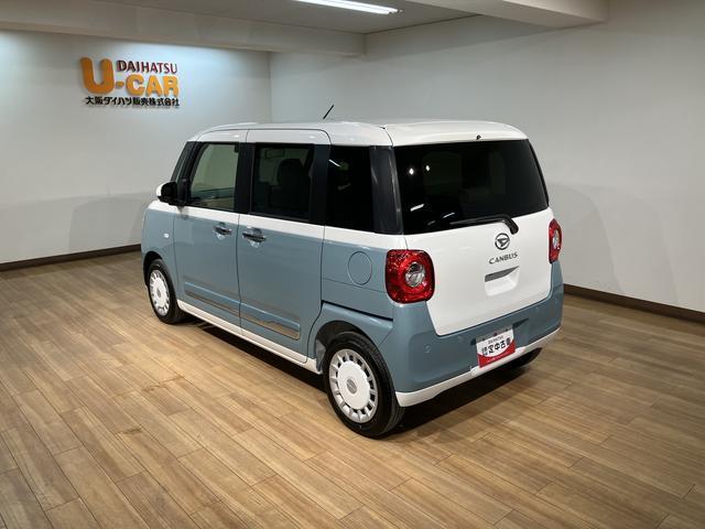 ムーヴキャンバスストライプスG 弊社元試乗車/25年ナビ/バックカメラサポカーSワイド適合 バックカメラ対応 USB接続端子 電動パーキングブレーキ シートヒーター 両側オートスライドドア Pスタート ホッとカップホルダー キーフリー(大阪府)の中古車