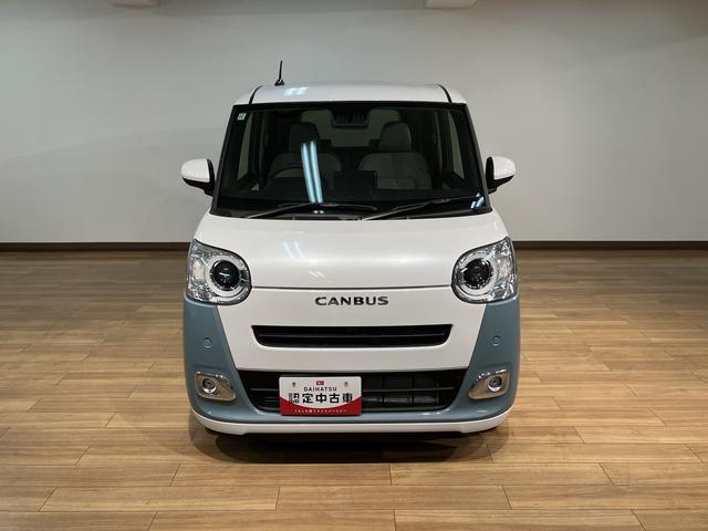 ムーヴキャンバスストライプスＧ　弊社元試乗車／２５年ナビ／バックカメラサポカーＳワイド適合　バックカメラ対応　ＵＳＢ接続端子　電動パーキングブレーキ　シートヒーター　両側オートスライドドア　Ｐスタート　ホッとカップホルダー　キーフリー（大阪府）の中古車