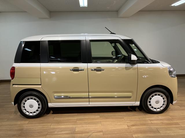 ムーヴキャンバスストライプスＧターボ　弊社元試乗車／２５年ナビ／バックカメラサポカーＳワイド適合　バックカメラ対応　ＵＳＢ接続端子　電動パーキングブレーキ　シートヒーター　両側オートスライドドア　Ｐスタート　ホッとカップホルダー　キーフリー（大阪府）の中古車