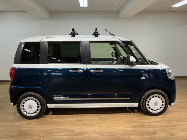 ムーヴキャンバスストライプスＧ　元弊社試乗車　サポカーＳワイド適合純正メモリーナビ・バックカメラ・ルーフキャリア・ＵＳＢ接続端子・　電動パーキングブレーキ・シートヒーター・両側電動スライドドア・電動パーキングブレーキ・ホッとカップホルダー・衝突回避軽減ブレーキ（大阪府）の中古車