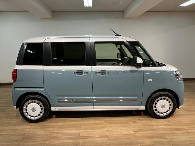 ムーヴキャンバスストライプスＧターボ　２５年モデルナビ／Ｂカメラ／ＡＣＣ走行無制限１年保証　両側電動スライドドア　アダプティブクルーズコントロール　前後コーナーセンサー　前席シートヒーター　ホッとカップホルダー　オートマチックハイビーム　ＬＥＤヘッドライト　スマートキー（大阪府）の中古車