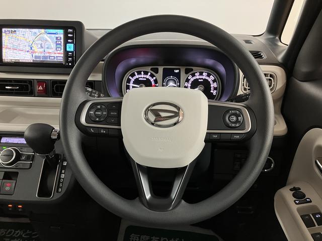 ムーヴキャンバスストライプスＧターボ　２５年ナビ／バックカメラ／走行３３ｋｍサポカーＳワイド適合　バックカメラ対応　ＵＳＢ接続端子　電動パーキングブレーキ　シートヒーター　両側オートスライドドア　Ｐスタート　ホッとカップホルダー　キーフリー（大阪府）の中古車