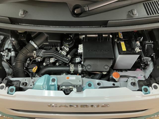 ムーヴキャンバスストライプスＧターボ　２５年ナビ／バックカメラ／走行３３ｋｍサポカーＳワイド適合　バックカメラ対応　ＵＳＢ接続端子　電動パーキングブレーキ　シートヒーター　両側オートスライドドア　Ｐスタート　ホッとカップホルダー　キーフリー（大阪府）の中古車