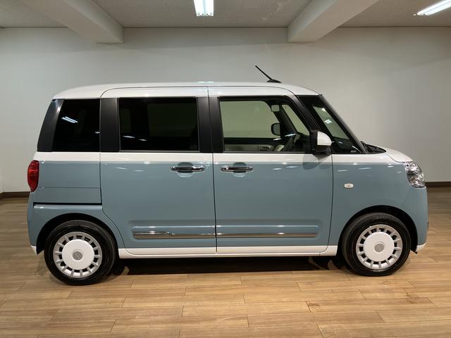 ムーヴキャンバスストライプスＧ　２５年ナビ／バックカメラ／走行４ｋｍサポカーＳワイド適合　バックカメラ対応　ＵＳＢ接続端子　電動パーキングブレーキ　シートヒーター　両側オートスライドドア　Ｐスタート　ホッとカップホルダー　キーフリー（大阪府）の中古車