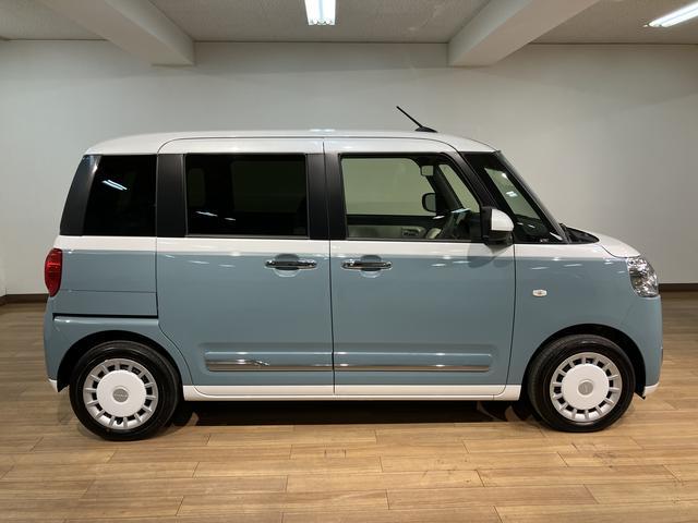 ムーヴキャンバスストライプスＧターボ　Ｒ７年式／２５年モデルナビ／Ｂカメラ走行無制限１年保証　両側電動スライドドア　アダプティブクルーズコントロール　前後コーナーセンサー　前席シートヒーター　ホッとカップホルダー　オートマチックハイビーム　ＬＥＤヘッドライト　スマートキー（大阪府）の中古車