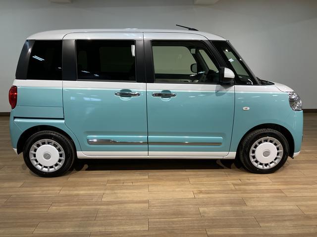 ムーヴキャンバスストライプスＧターボ　Ｒ７年式／ＡＣＣ／バックカメラ対応サポカーＳワイド適合　バックカメラ対応　ＵＳＢ接続端子　電動パーキングブレーキ　シートヒーター　両側オートスライドドア　Ｐスタート　全車速追従機能付ＡＣＣ　ホッとカップホルダー　キーフリー（大阪府）の中古車