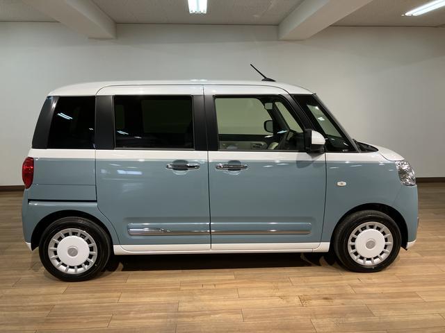 ムーヴキャンバスストライプスＧ　Ｒ７年式／２５年ナビ／Ｂカメラ／走行１９ｋｍサポカーＳワイド適合　バックカメラ対応　ＵＳＢ接続端子　電動パーキングブレーキ　シートヒーター　両側オートスライドドア　Ｐスタート　ホッとカップホルダー　キーフリー（大阪府）の中古車