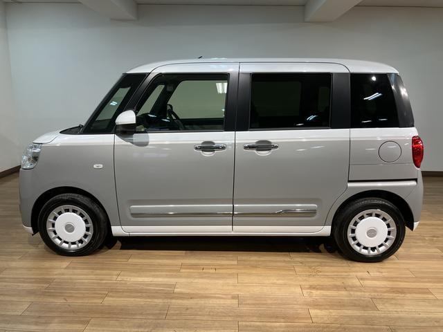 ムーヴキャンバスストライプスＧターボ　Ｒ７年式／バックカメラ対応／両側ＰＳＤ走行無制限１年保証　両側電動スライドドア　アダプティブクルーズコントロール　前後コーナーセンサー　前席シートヒーター　ホッとカップホルダー　オートマチックハイビーム　ＬＥＤヘッドライト　スマートキー（大阪府）の中古車