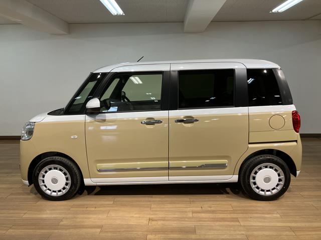 ムーヴキャンバスストライプスＧターボ　Ｒ７年／ナビ／バックカメラ／鑑定書／残クレ可／Ｒ７年／登録済み未使用車／新車保証／ナビ／バックカメラ／Ｂｌｕｅｔｏｏｔｈ／ＵＳＢ／衝突軽減ブレーキ／横滑り防止装置／電動パーキングブレーキ／ブレーキホールド／両側電動スライドドア／（大阪府）の中古車