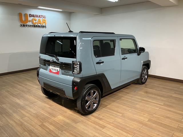 タフトＧターボダーククロムベンチャー／クルコン／電動Ｐ／Ｂカメラ／新車保証継承／クルーズコントロール／電動パーキングブレーキ／バックカメラ／スマートキー／前席シートヒーター／コーナーセンサー／ＬＥＤヘッドライト／オートライト／サイドエアバッグ／ＬＥＤフォグランプ／（大阪府）の中古車