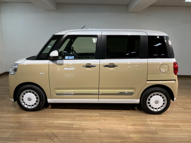 ムーヴキャンバスストライプスＧターボ　クルコン　ナビ　バックモニターＲ７年式・走行距離１４キロ・純正７インチナビ・Ｂｌｕｅｔｏｏｔｈ・ＵＳＢ・バックカメラ・クルーズコントロール・運転席／助手席シートヒーター・両側電動スライドドア・電子パーキング・キーフリー２個（大阪府）の中古車