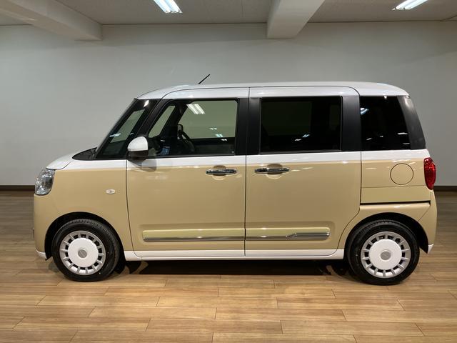 ムーヴキャンバスストライプスＧ／バックカメラ対応車／両側パワースライドドアＲ７年式／走行２１ｋｍ／バックカメラ対応車／ステアリングスイッチ／電動パーキングブレーキ／前席シートヒーター／両側パワースライドドア／ＬＥＤヘッドライト・フォグランプ／オートエアコン／キーフリー（大阪府）の中古車