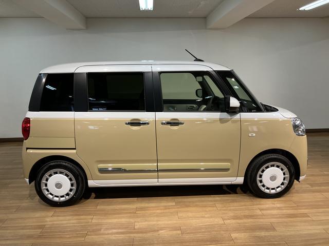 ムーヴキャンバスストライプスＧ　Ｒ７年式／走行２２ｋｍ／両側電動スライドドア走行無制限１年保証　両側電動スライドドア　バックカメラ対応　前後コーナーセンサー　前席シートヒーター　ホッとカップホルダー　オートマチックハイビーム　ＬＥＤヘッドライト　スマートキー（大阪府）の中古車