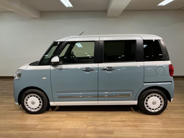ムーヴキャンバスストライプスGターボ令和7年式届出済未使用車 ターボ 両側電動スライドドア LEDヘッドライト バックカメラ クルーズコントロール シートヒーター キーフリーシステム プッシュスタート スマートアシスト(大阪府)の中古車