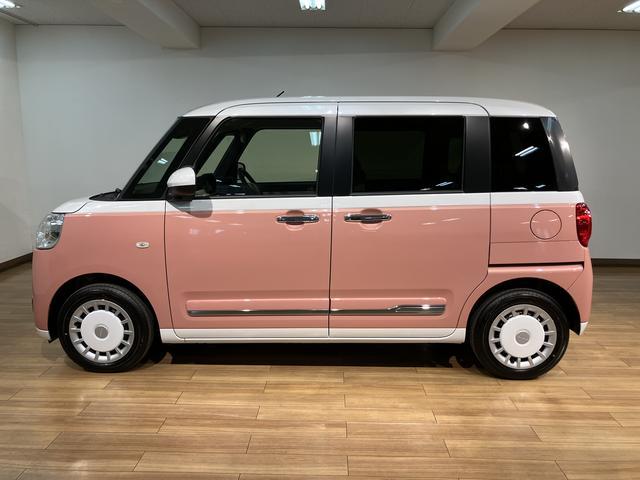 ムーヴキャンバスストライプスＧ　届出済未使用車令和８年式届出済未使用車　ＬＥＤヘッドライト　両側電動スライドドア　バックカメラ　スマートキー　シートヒーター　ほっとカップホルダー　スマートアシスト　新車保証継承（大阪府）の中古車