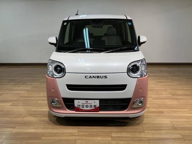 ムーヴキャンバスストライプスGターボ/届出済未使用車/クルコン/電動スライドダイハツ認定中古車/届出済み未使用車/ターボ/衝突軽減ブレーキ/クルーズコントロール/両側電動スライドドア/シートヒーター/電動Pブレーキ/LEDヘッドライト・フォグ/スマートキー/オートエアコン/(大阪府)の中古車