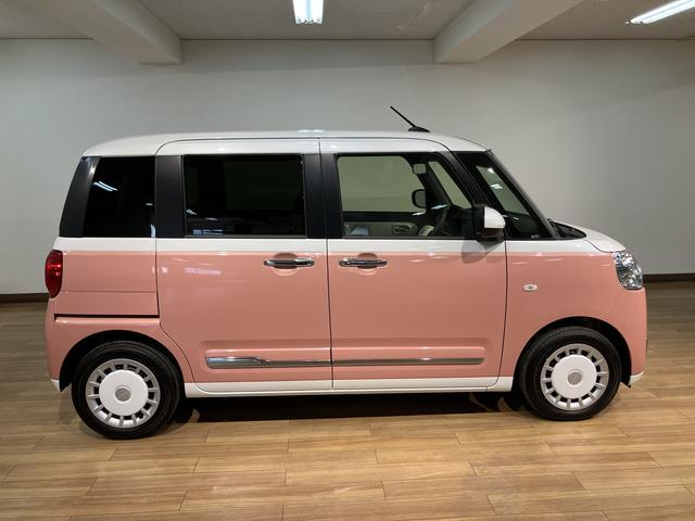 ムーヴキャンバスストライプスＧターボ／Ｒ８年式／届出済未使用車／クルコンＲ８年式／届出済未使用車／バックカメラ対応車／クルーズコントロール／前席シートヒーター／電動パーキングブレーキ／両側パワースライドドア／ＬＥＤヘッドライト・フォグランプ／オートエアコン／キーフリー（大阪府）の中古車