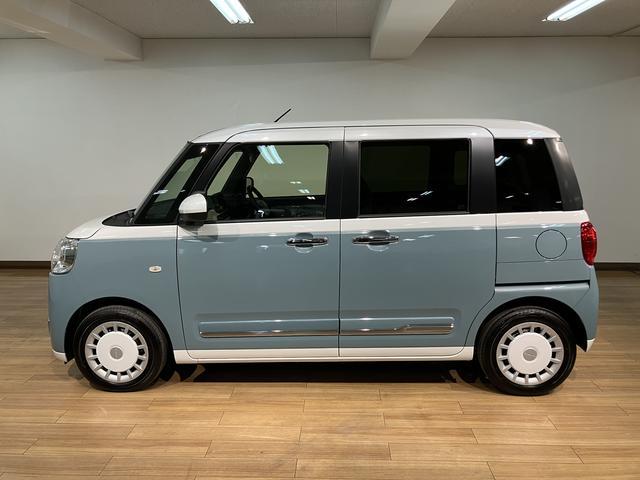 ムーヴキャンバスストライプスＧターボ／Ｒ８年式／届出済未使用車／走行２６ｋｍ届出済未使用車／Ｒ８年式／走行２６ｋｍ／バックカメラ対応車／クルーズコントロール／前席シートヒーター／電動パーキングブレーキ／両側パワースライドドア／ＬＥＤヘッド・フォグ／オートエアコン／キーフリー（大阪府）の中古車