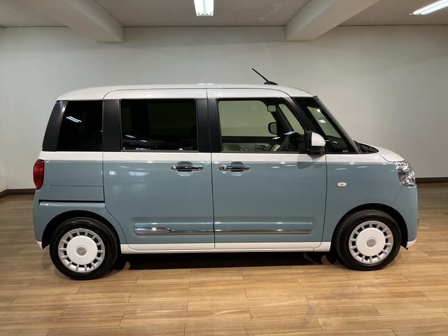 ムーヴキャンバスストライプスＧターボ／Ｒ８年式／届出済未使用車／走行２６ｋｍ届出済未使用車／Ｒ８年式／走行２６ｋｍ／バックカメラ対応車／クルーズコントロール／前席シートヒーター／電動パーキングブレーキ／両側パワースライドドア／ＬＥＤヘッド・フォグ／オートエアコン／キーフリー（大阪府）の中古車