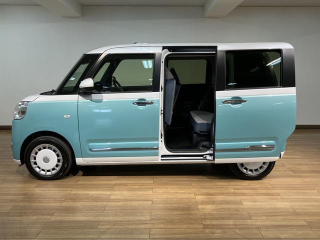 ムーヴキャンバスストライプスＧ／新車保証継承／オーディオレス／Ｂカメラ対応新車保証継承／走行１２ｋｍ／オーディオレス／バックカメラ対応／両側パワースライドドア／前席シートヒーター／ホットカップホルダー／ＬＥＤヘッドライト・フォグランプ／オートライト／オートハイビーム（大阪府）の中古車