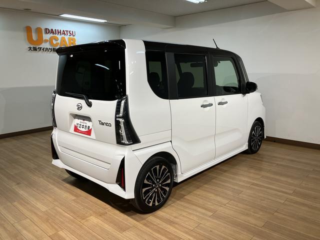 タントカスタムＲＳ　元試乗車　スマートアシスト弊社元試乗車　新車保証継承　ターボエンジン　スマートアシスト　キーフリーシステム　プッシュボタンスタート　両側電動スライドドア　バックカメラ　ＬＥＤヘッドライト　オーディオレス（大阪府）の中古車